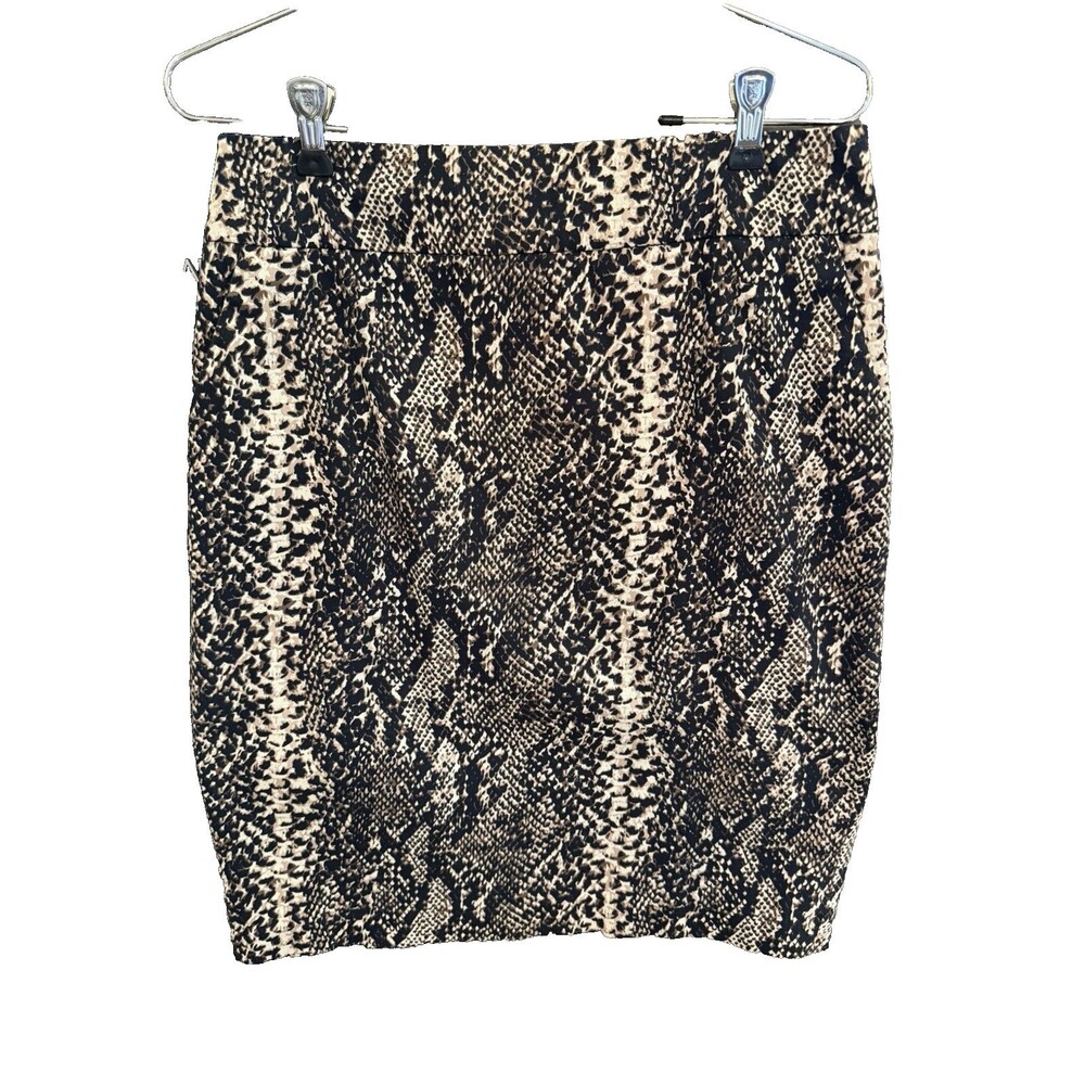 Dalia Collection Skirt Size 4 Brown & Black Snake Pencil Skin Print Stretch EUC